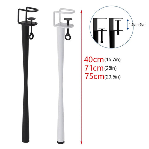 Adjustable Clamp Leg For DIY Coffee And Console Tables, Black Metal Leg With Floor Protectors, No Punching Design diagram