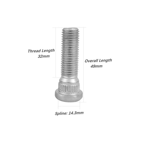 Wheel Studs M12x1.50 49mm Lug Bolt Set For Toyota And Lexus Vehicles with dimensions labeled