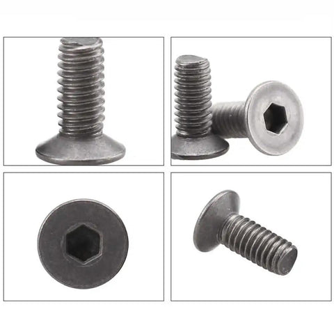 10 Pack TA1 Grade 1 Titanium Countersunk Head Machine Screws M6 X 25mm Heavy Duty Fasteners shown from multiple angles.