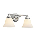 Two Light Chrome Vanity Wall Sconce Lighting With Frosted Glass Shade and Durable Metal Construction