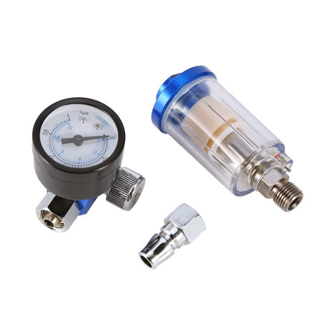 Spray Gun Pro Grade Air Pressure Regulator With 140 PSI 10 Bar Gauge And Inline Oil Water Trap Filter Separator components