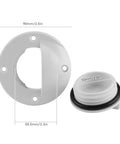 Marine Drain Valve For Transoms And Scuppers With Water Leakage Seal shown with dimensions and sealing cap.