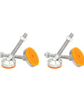 Rock Solid Adjustable Leveling Feet Featuring Straight Up Heavy Duty 304 Stainless Steel Universal Cup Mounts Built Tough For Shop Benches And Cabinets Kills Vibration On Uneven Floors Quick Grip M20 X 100mm Base with rubber caps and metal threads.