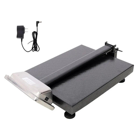 Heavy Duty Shipping Scale With 660 Pound Capacity Foldable Digital Platform showing the sleek black design and power adapter.