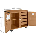 Heavy Duty Rolling Workbench Rig With Solid Heavy Gauge Steel Top And Watchman Iv Security Lock For Secure Garage Shop Tool Storage And Serious Diy Build Projects, mobile workstation with multiple drawers.