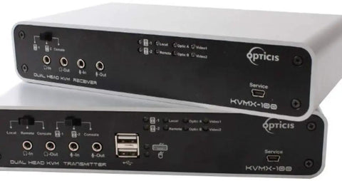 Dual Head Dvi Optical Kvm Extender Rx Module Links Two Pc Rigs Over Fiber Runs Up To 3280 Feet With Crisp Wuxga Playback And Bulletproof Usb Control Everyday Hustle showing ports on receiver and transmitter.