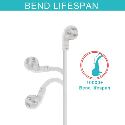 Right Angle Flat Plug Extension Cord 1 Foot 3 Prong White NEMA 5 15R with bend lifespan illustration