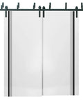 Planum 0011 Interior Bypass Barn Doors No Glass Solid Wood 84x96 Inches White Modern Style with sliding hardware