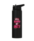 Women’s Water Bottle For Mud Run Stainless Steel Double Wall Insulated Leak Proof BPA Free Dishwasher Safe black design