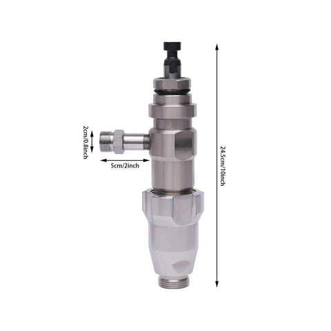 Heavy Duty Airless Paint Sprayer Pump Replacement Jet Assembly Compatible With 695PC And 795PC Machines Using Part Number 3900 And 248204 High Output Pro Setup, stainless steel, 10 inches tall.