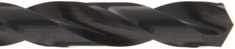 Close-up of a drill bit from the 60 Piece High Speed Steel Jobber Length Drill Bit Set With Metal Case Black Oxide Finish 118 Degree Conventional Point