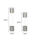 Fast Blow Glass Tube Fuse Kit 5x20mm and 6x30mm assorted fuses 0.1A to 30A for electronics protection displayed upright