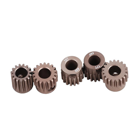 48DP Pinion Gear Set For 1 By 10 RC Cars 5mm Shaft 15T 16T 17T 18T 19T Teeth Premium 7075 Aluminum Alloy Durable Beefed Up Torque And Speed For Track Ready Performance
