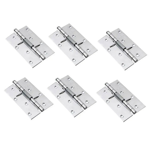 Set Of Six Self Closing Spring Door Hinges Heavy Duty 4 Inch Spring Loaded Door Hardware For Home Office Or Garage Durable Quiet Operation Screws Not Included