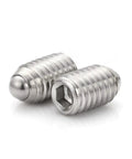 Kickass Heavy Duty Stainless Steel Ball Plunger Set With Slick Knurled Thumb Nut And Hex Socket Set Screws showing M3 M4 sizes with smooth finish.