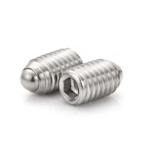 Kickass Heavy Duty Stainless Steel Ball Plunger Set With Slick Knurled Thumb Nut And Hex Socket Set Screws showing M3 M4 sizes with smooth finish.