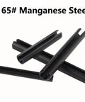 65# manganese steel pins from the 390 Piece Spring Steel Split Dowel Pin And Tension Roll Pin Assortment Kit With 13 Sizes M1.5 To M6
