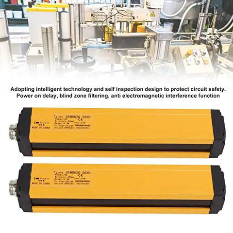 Far Infrared Safety Light Curtain With 20mm Beam Spacing, Aluminum Body, shown in factory setting with light screen sensor