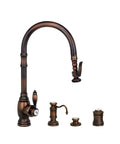 Top Tier Traditional Kitchen Faucet With Standard Reach Pull Down Sprayer And Sturdy Lever Handles In Gorgeous Polished Copper four piece suite.