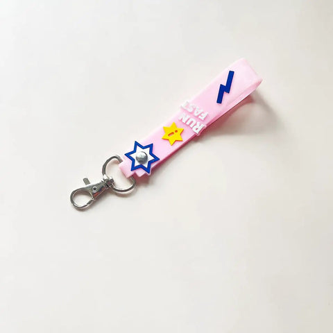 Grab These Slick Swivel Clasp Hooks Solid D Ring Key Chain Clips Heavy Duty Lobster Claw Snaps Smooth Trigger Clips Perfect For Hitching Lanyards Decking Out Crafting Purses And Bag Gear In Classic Silver, featuring a pink lanyard with decorative stars.