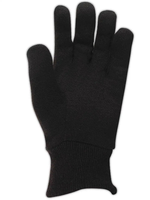 Ramie Cotton Jersey Glove With Clute Pattern For Work Mens Size Brown Budget Friendly Style Soft Knit Wrist Cuff Comfortable Fit