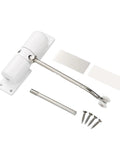 Heavy Duty Automatic Door Closer With Aluminum Alloy Body, Adjustable Closing Hinge, Wear Resistant Rebound Stopper For Smooth Self Closing, White Finish, Ideal For Home, Office, And Commercial Doors