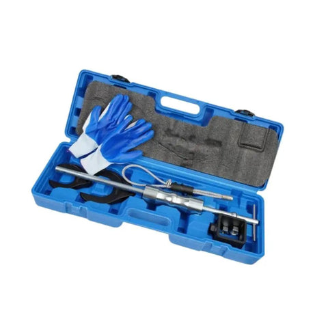 CV Joint Remover Slide Hammer Kit with Steel Bearing Puller Tool in blue case and gloves for automotive repair