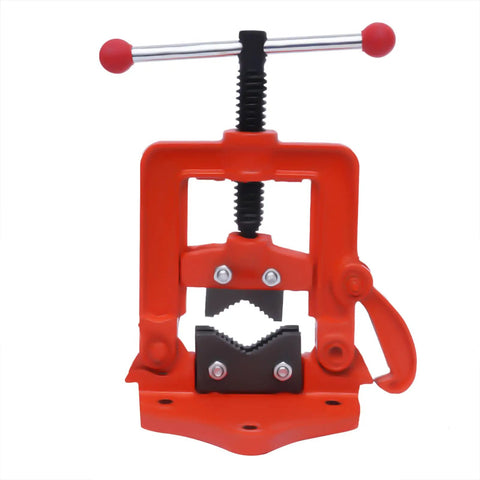 Heavy Duty Portable Ratchet Pipe Threader Kit With 5 Dies For 3/8 To 1-4 Inch Npt Threading manual tool close-up of clamp mechanism