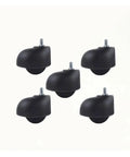 Five Pack Furniture Casters, Smooth Rolling Chair Wheels with Universal Stem, black heavy duty swivel visible
