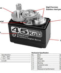 Beefy 45Kg Brushless RC Servo With Metal Gears High Torque IP67 Waterproof For TRX4 TRX6 SCX10 III with labeled internal components
