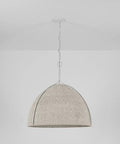 Top Shelf One Light Handwoven Dome Pendant Lamp With Vintage Gold Leaf Finish Heavy Duty Steel Customizable Hang Height Damp Rated Bathroom Ceiling Fixture Slick Organic Vibe For Any Space hanging above a white ceiling.