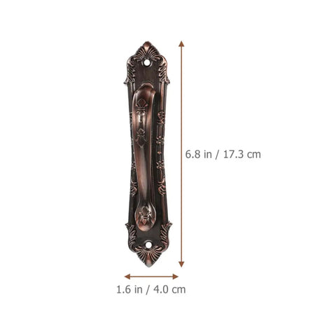 Vintage Zinc Alloy Door and Wardrobe Pull Handles Set in Coffee Brown, 6.8 x 1.6 inches, ornate design shown vertically