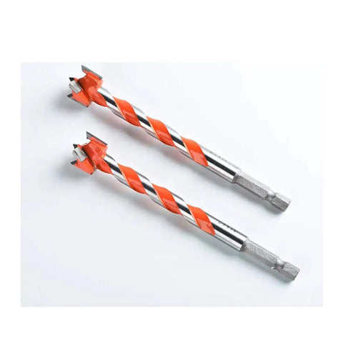 Rock Solid 10 Piece Forstner Drill Bit Set With Reinforced Carbide Heads For Precision Woodworking And Smooth Hole Cutting From 16 To 25 MM Range, featuring two carbide-tipped bits.
