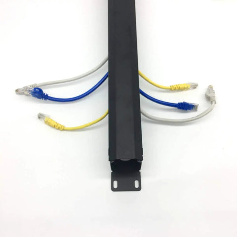 Front view of Two Pack Heavy Duty All Metal 1U 19 Inch Cable Manager With 12 Big Slots Horizontal Rack Mount Wire Organizer for 19 Inch Cabinets