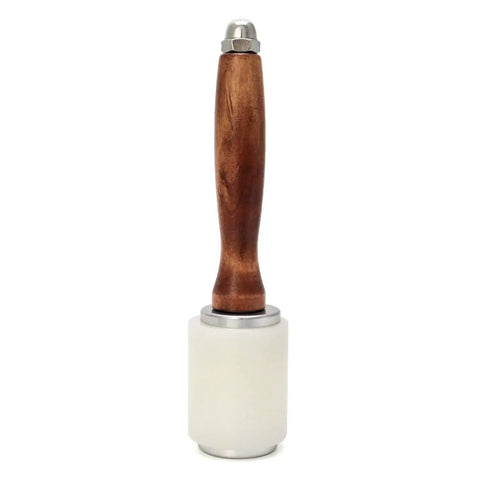 8 Inch Leather Carving Hammer For DIY Leathercraft Mallet with nylon head and wood handle, designed for stamping and tooling.