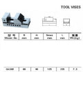 Heavy Duty Cnc Bench Vise With Kickass Grip And Versatile Clamping Slots For Rock Solid Holding of square and round parts dimensions chart.
