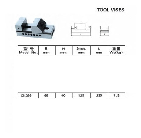 Heavy Duty Cnc Bench Vise With Kickass Grip And Versatile Clamping Slots For Rock Solid Holding of square and round parts dimensions chart.