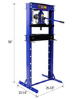 20 Ton Hydraulic Shop Press With Gauge for bending, straightening, pressing bearings, bushings, U joints, ball joints, pulleys.