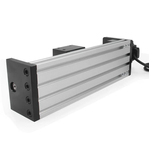 Side view of Dual Linear Rail Guide with SFU1605 Ballscrew and Square Rails, NEMA23 Stepper Motor, 150mm Stroke CNC X Y Z Linear Stage Actuator
