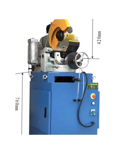 Industrial Grade Semi Automatic Metal Circular Saw Crafted To Chop Through Stainless Steel Pipe And Heavy Iron Tubes With Rock Tough Durability and absolute zero fuss for daily shop use, blue machine view.