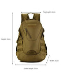 Lightweight Hiking Daypack With Tear Resistant Waterproof Nylon, Adjustable Chest Strap, Side Pockets, Durable Bottom Panel, 43x27x21 cm