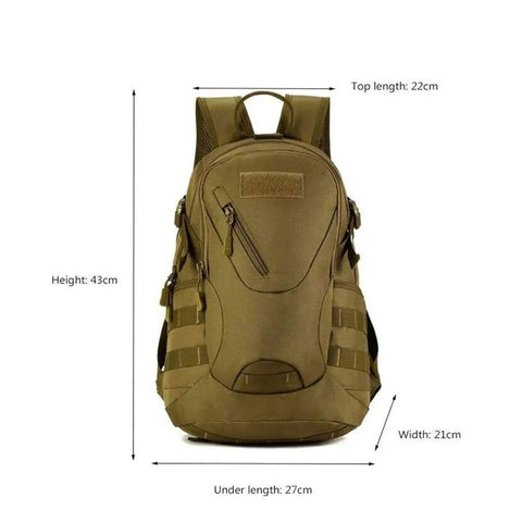 Lightweight Hiking Daypack With Tear Resistant Waterproof Nylon, Adjustable Chest Strap, Side Pockets, Durable Bottom Panel, 43x27x21 cm