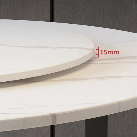 Close-up view of 15mm thick surface of 80cm Light Wood Lazy Susan Turntable With Smooth Glide Rotation Durable Serving Tray.