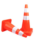 28 Inch Traffic Cones Set Of 12 Jobsite Ready High Visibility Plastic Road Cones PVC Safety Parking Cones Fluorescent Orange with Reflective Strips