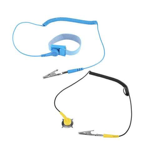 Anti Static Mat Set With Wrist Strap And Grounding Wire For Electronics Repair ESD Protection, showing wrist strap and grounding cable.