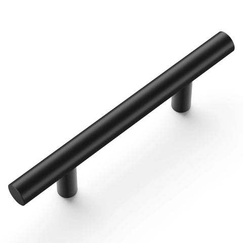 10 Pack Matte Black Cabinet Handles And Drawer Pulls For Doors And Dresser Drawers, 3 inch bar pull, angled view