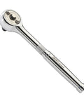 Ultra Precise Gearless Ratchet For Tight Spaces With One Half Inch Drive, Nickel Plated High Carbon Steel, side view