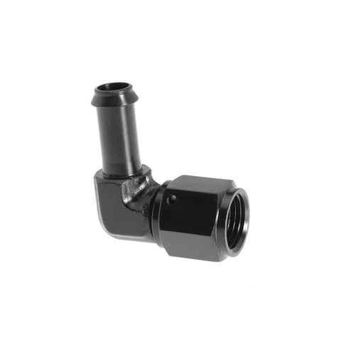Female AN6 To Three Eighths Inch Hose Fittings With 90 Degree Swivel And Side Port Swivel Seal For Oil Fuel Water Gas And Air Lines Rugged Aluminum Black 2 Pack, black 90° hose elbow