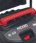 Close-up of 16-Gallon Stainless Steel Wet Dry Shop Vacuum With Cart, Pro Hose, Drain And Blower Port, 6.5 Peak HP Motor, Red handle.