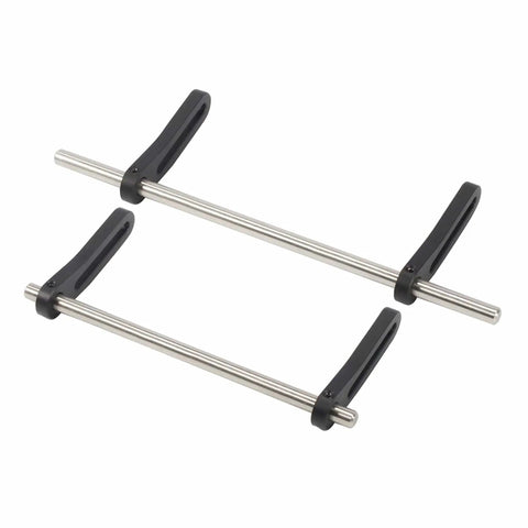 Beefed Up Aluminum Modular RC Crawler Bumper Set for 1/10 Scale Front and Rear Bull Bars, shown disassembled with adjustable tabs.